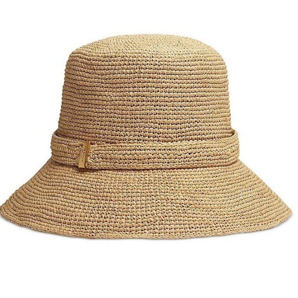 Rag & Bone Women Lela Rollable Straw Raffia Sun Hat S/M Natural Packable Summer